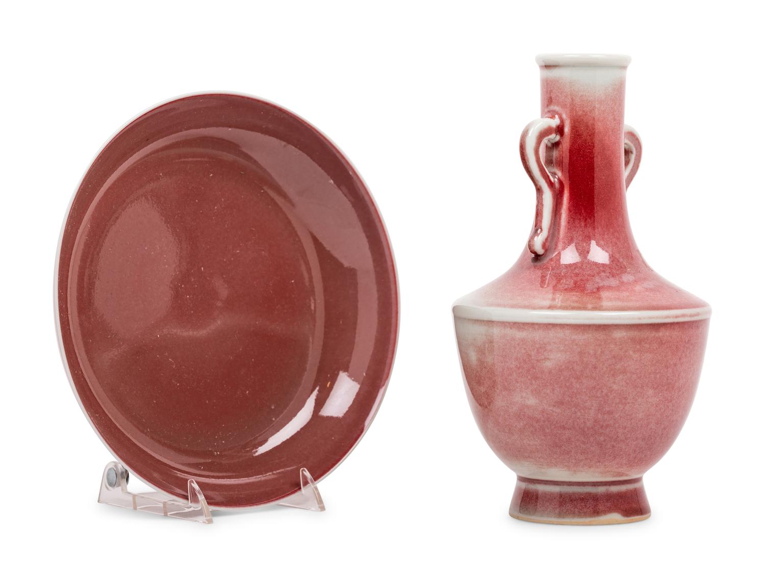 Two Chinese Sang-de-Boeuf Porcelain Articles