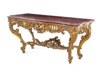 A Louis XV Style Carved Giltwood Console Table