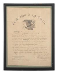 [CIVIL WAR]. John Ellsworth, Co. G, 25th Connecticut Infantry, discharge and certificate of record.