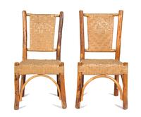 A Pair of Rustic Side Chairs Height 36 1/4 inches.