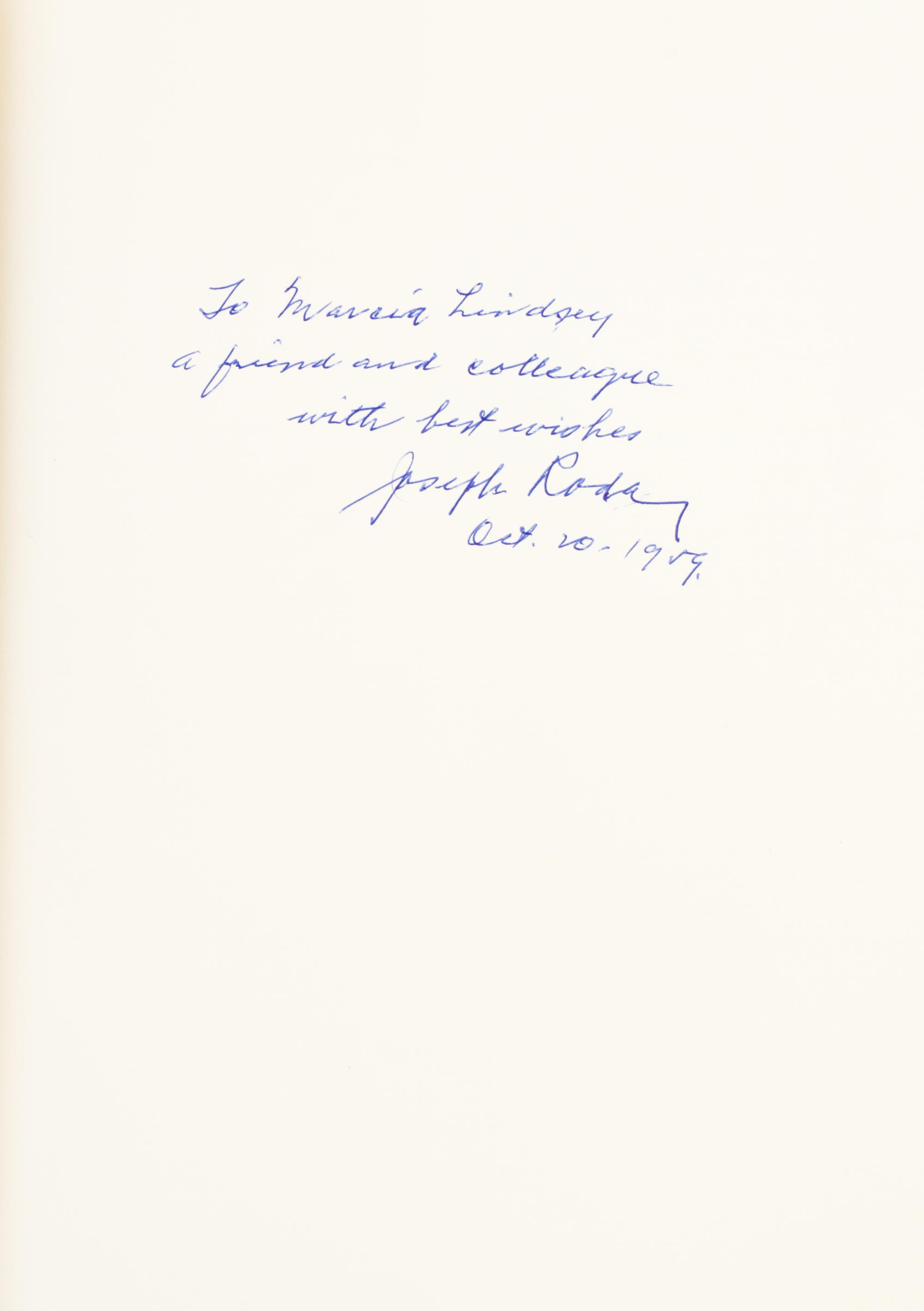 (MUSIC) RODA, JOSEPH. Bows for Musical Instruments of the Violin Family. Chicago, 1959. First printing, Limited ed., Inscribed by Roda.