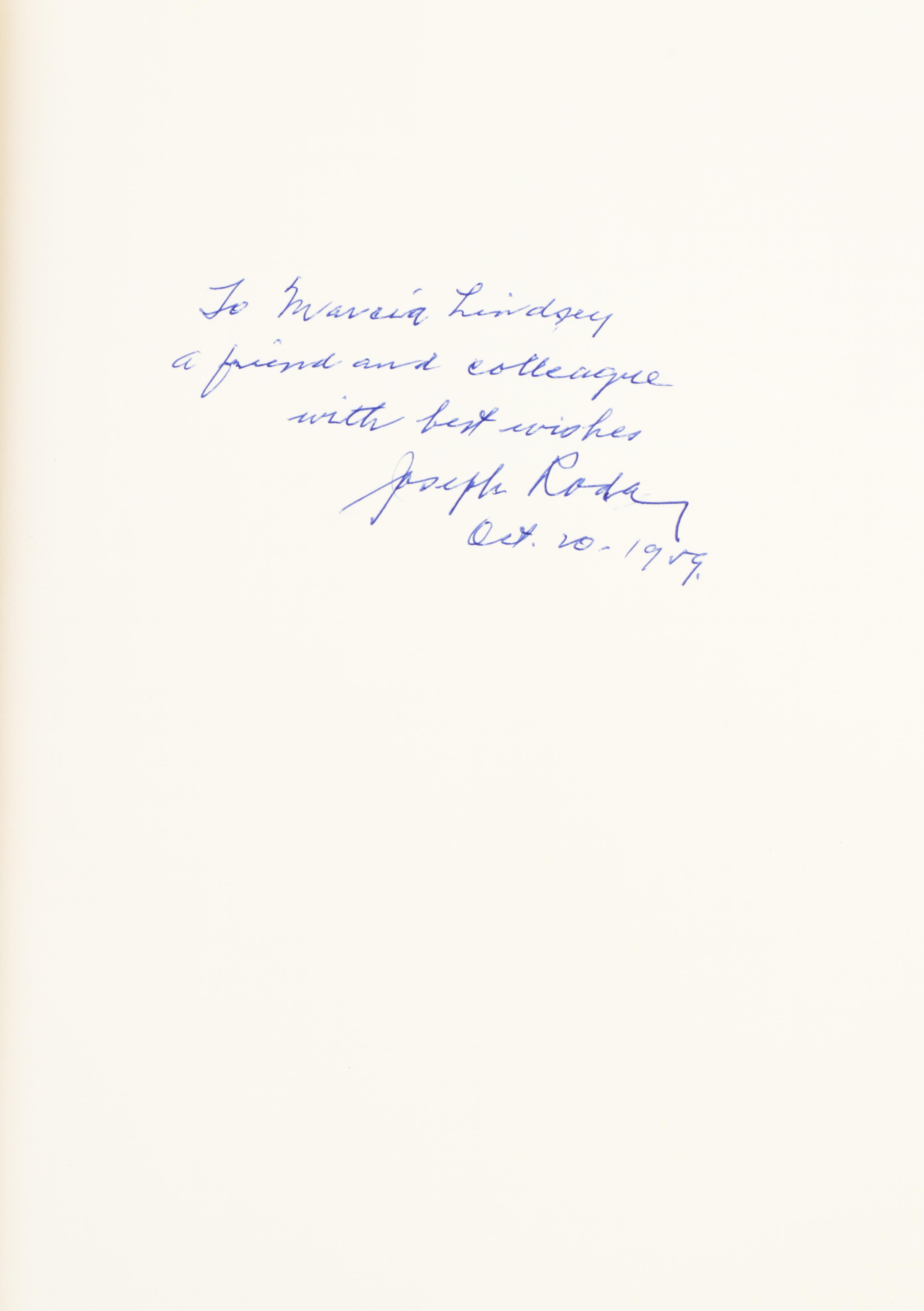 (MUSIC) RODA, JOSEPH. Bows for Musical Instruments of the Violin Family. Chicago, 1959. First printing, Limited ed., Inscribed by Roda.