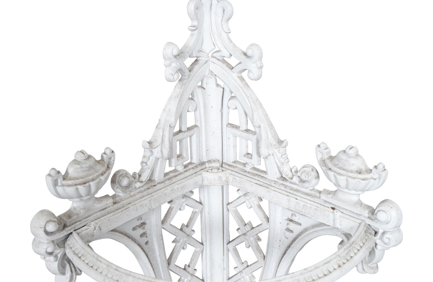 An Italian White-Painted Iron Marble Top Console and a Victorian Umbrella Stand