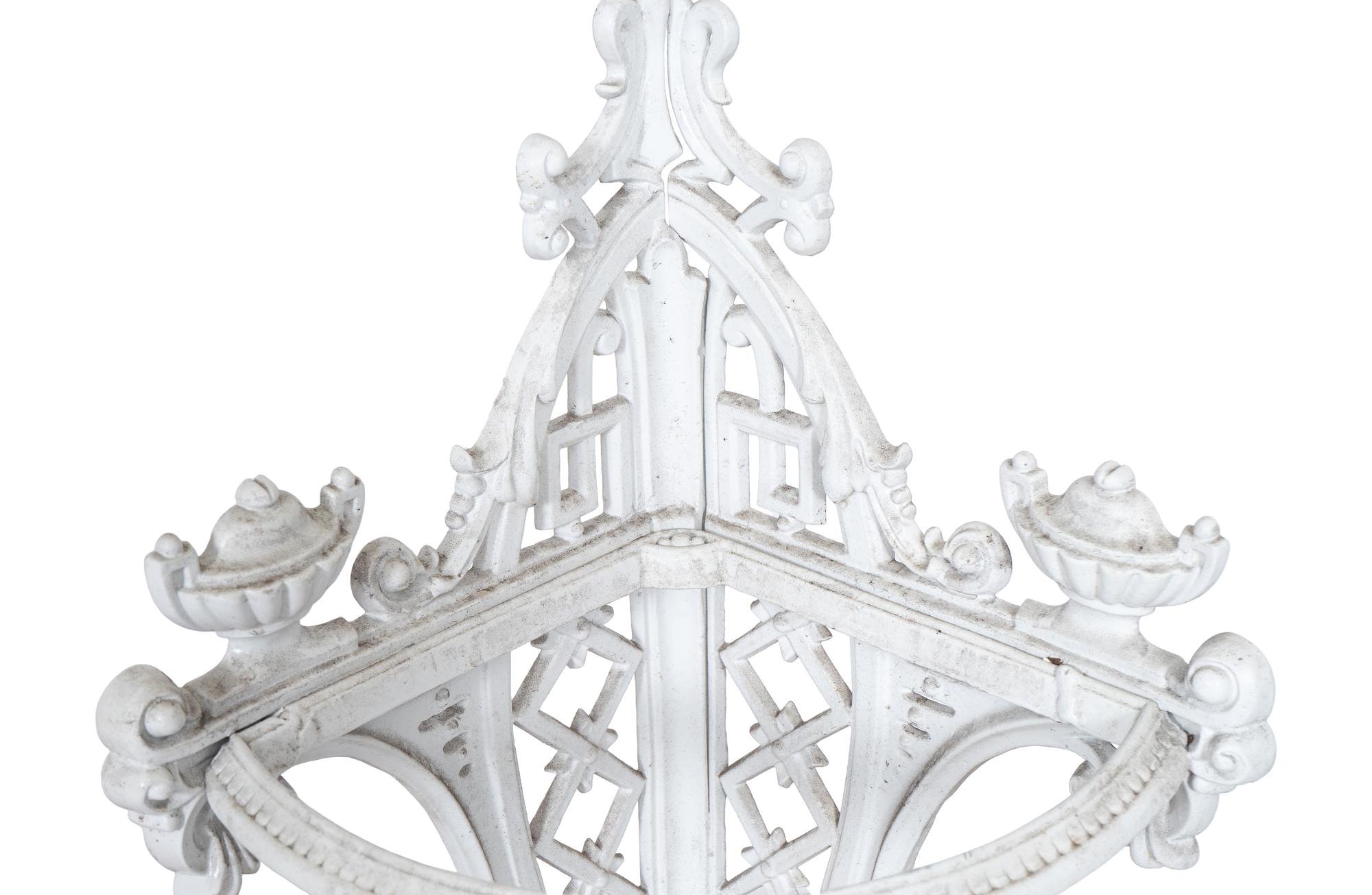 An Italian White-Painted Iron Marble Top Console and a Victorian Umbrella Stand