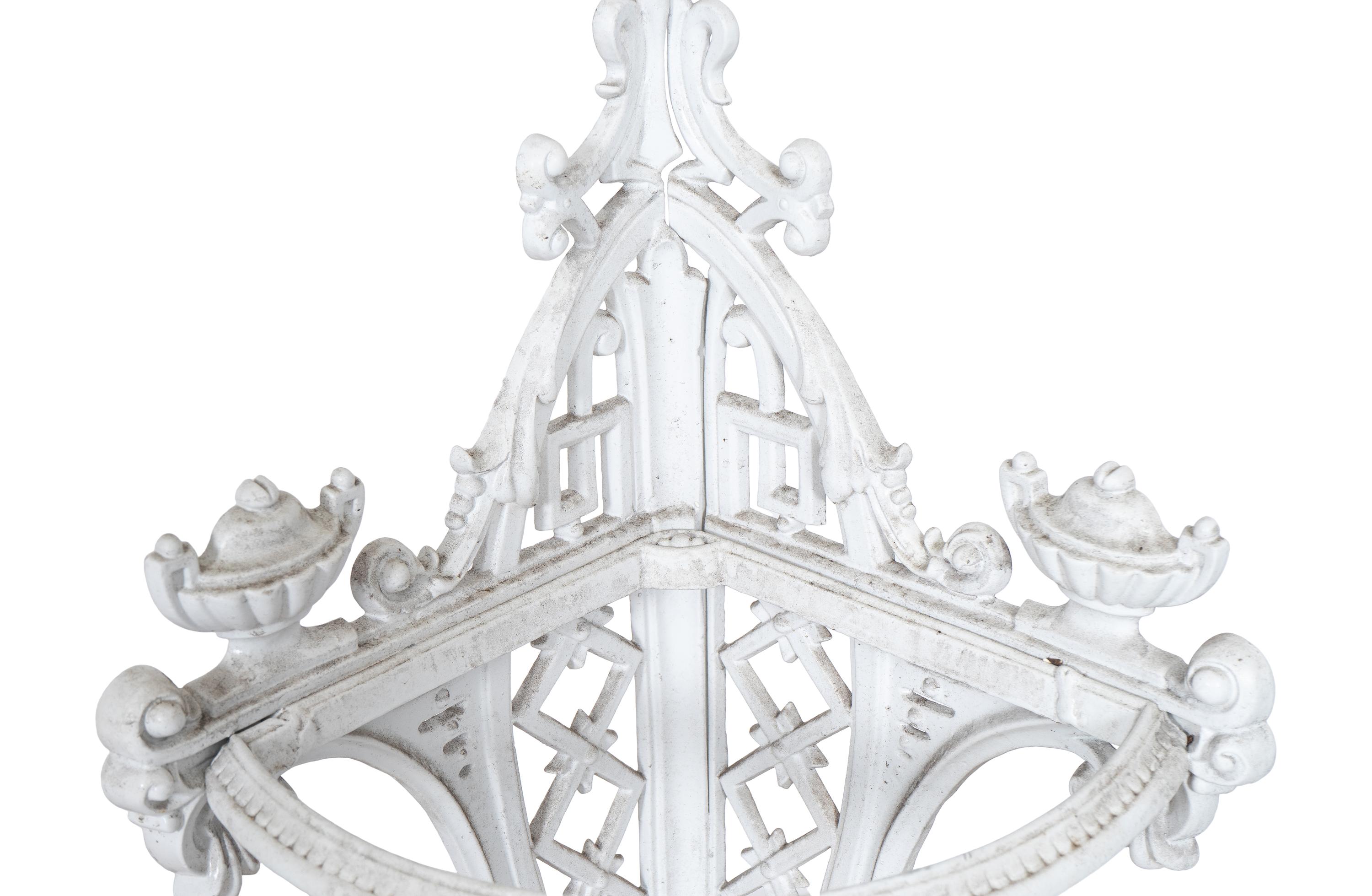 An Italian White-Painted Iron Marble Top Console and a Victorian Umbrella Stand