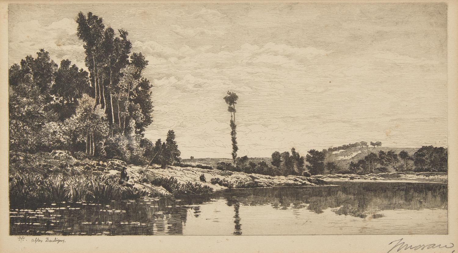 Thomas Moran (American, 1837-1926) — Landscape on the river Marne ( After Daubigny), ca. 1886