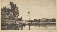 Thomas Moran (American, 1837-1926) — Landscape on the river Marne ( After Daubigny), ca. 1886