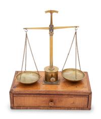 A Pair of English Brass Scales with Weights