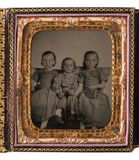 [EARLY PHOTOGRAPHY]. A group of 4 cased images featuring subjects holding cased images.