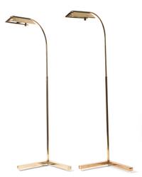 A Pair of Brass Floor Lamps Height 51 inches.