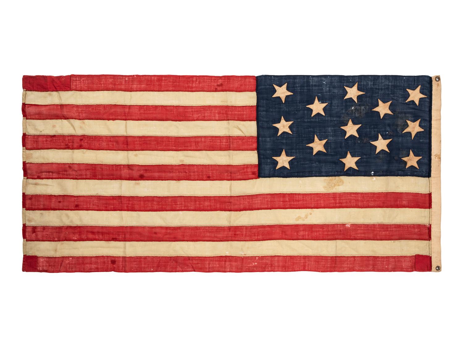 [FLAGS]. 13-star American flag, possibly a US Navy boat flag. Ca late-19th century.