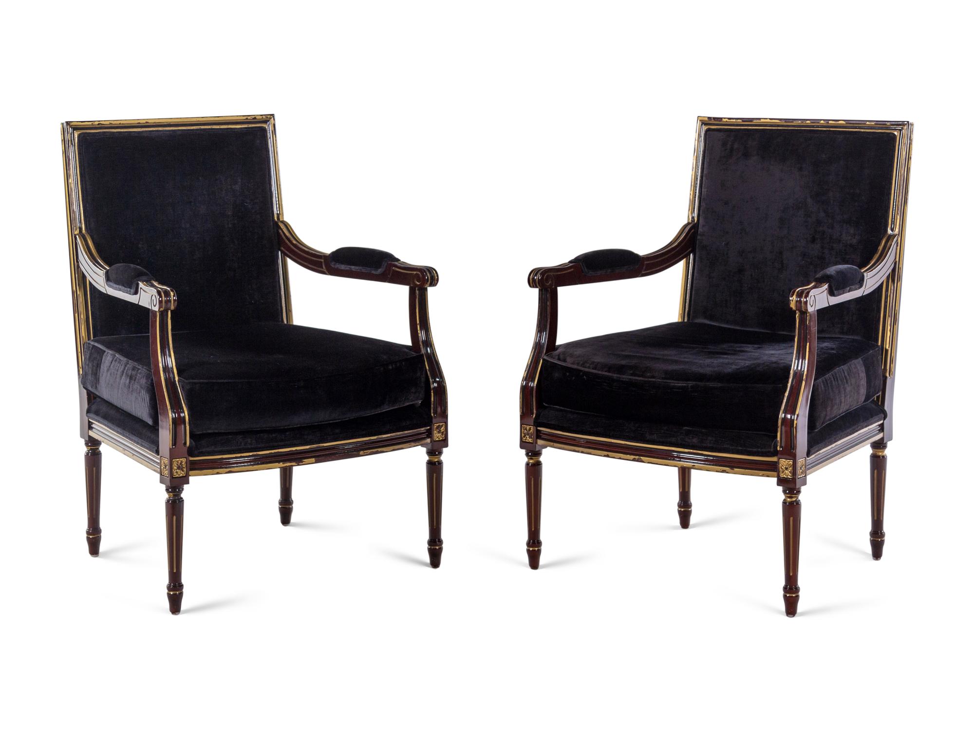 A Pair of Clive Christian Louis XVI Style Painted and Parcel-Gilt Fauteuils