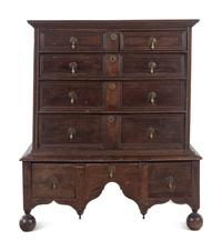 A William and Mary Oak Chest on Stand