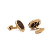 BULGARI, YELLOW GOLD AND COIN CUFFLINKS