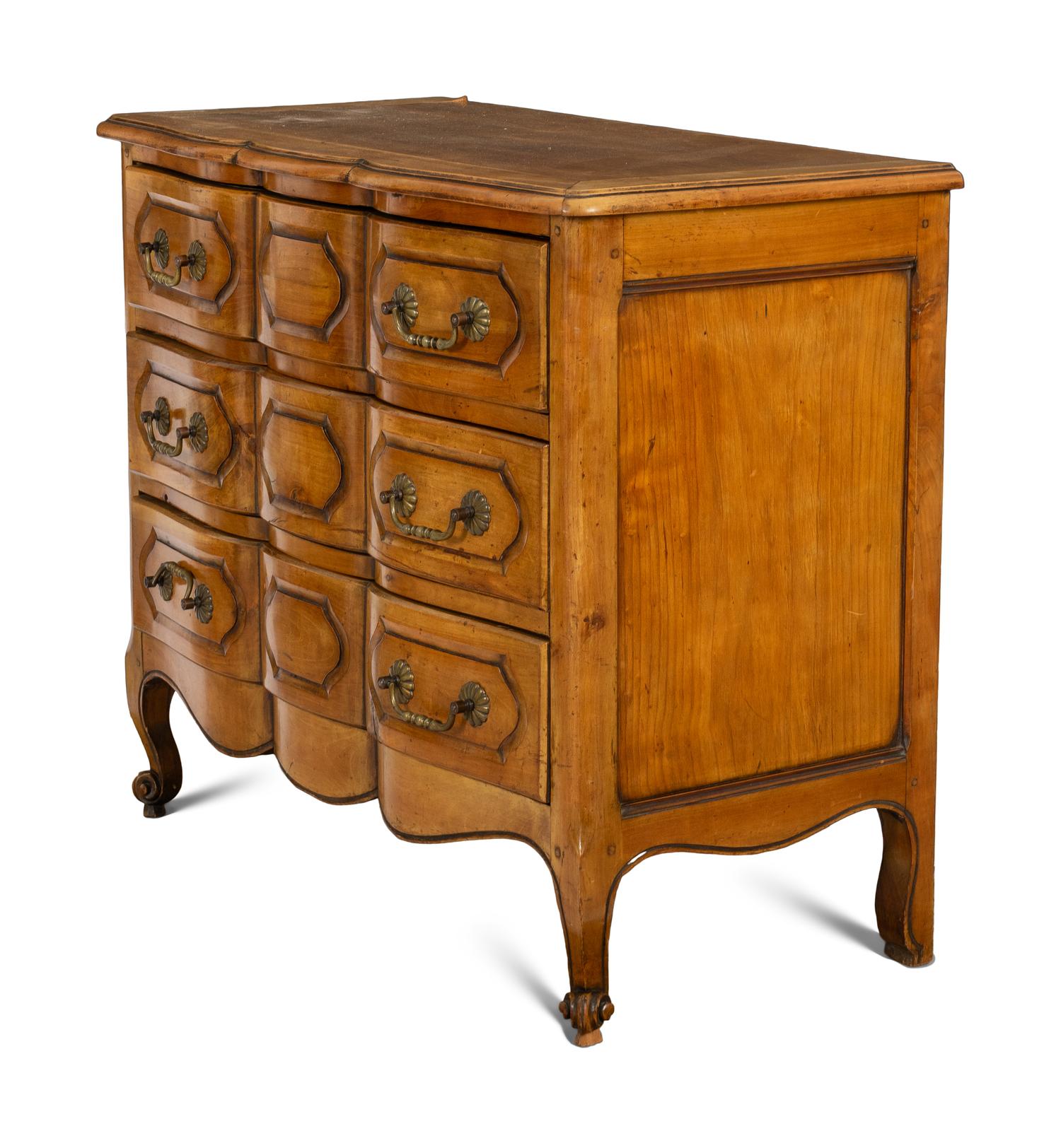 A Louis XV Walnut Block Front Commode