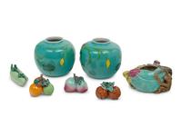 Seven Chinese Famille Rose Porcelain Articles