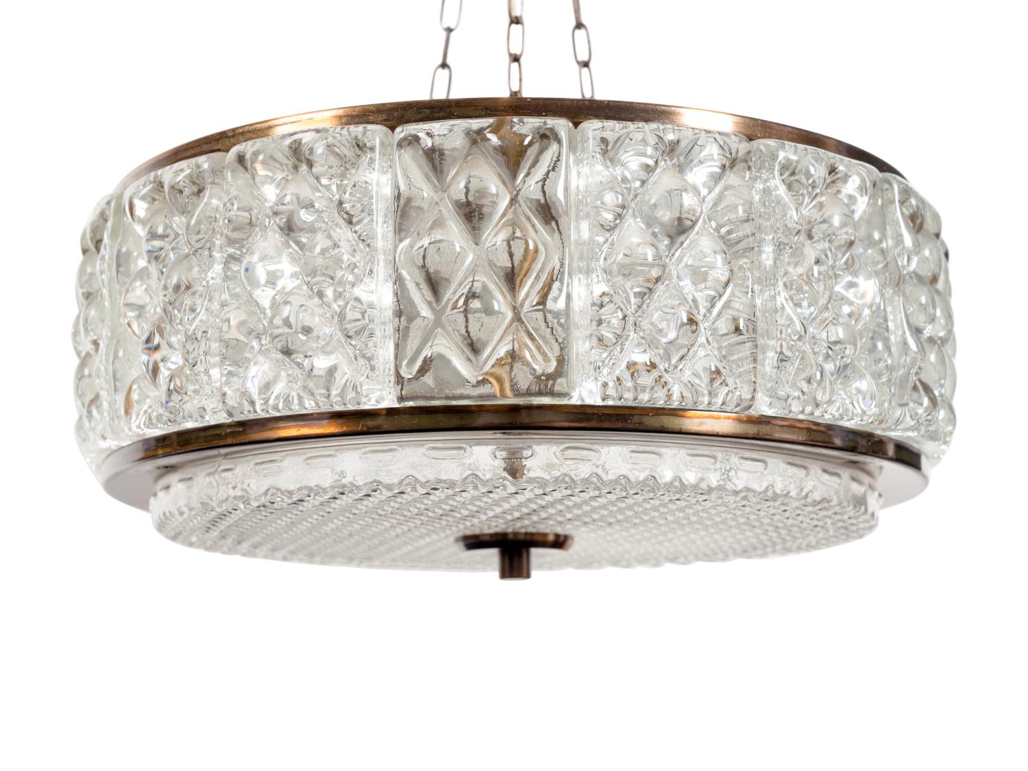 An Orrefors Flush Mount Fixture with Clear Glass