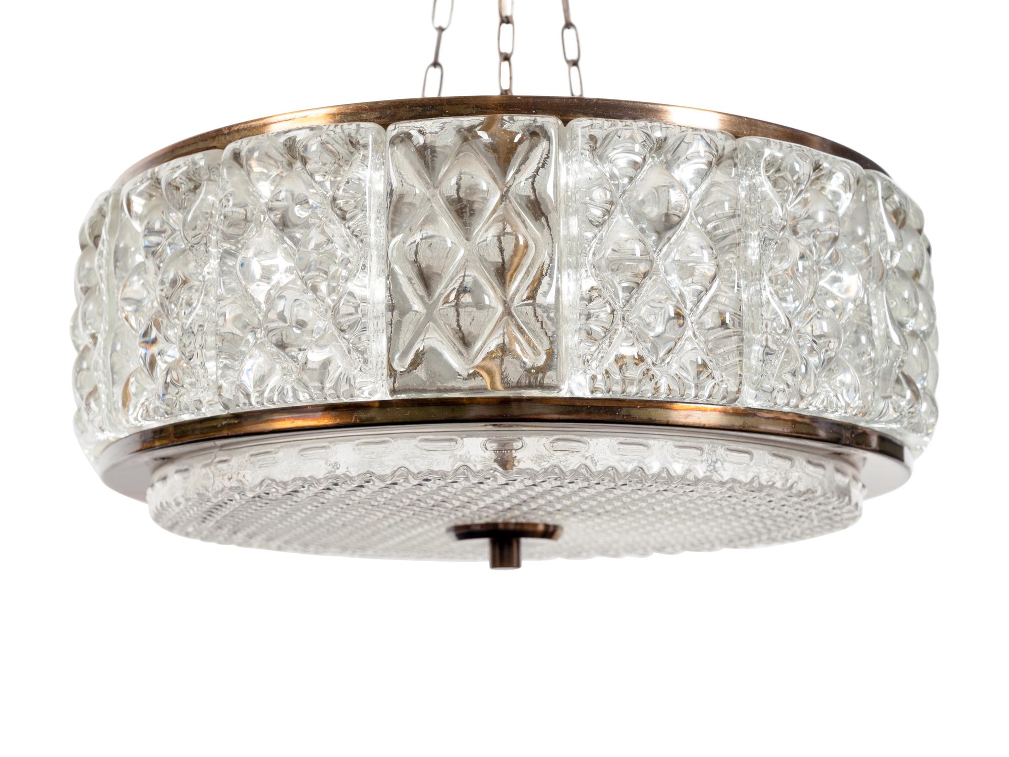 An Orrefors Flush Mount Fixture with Clear Glass