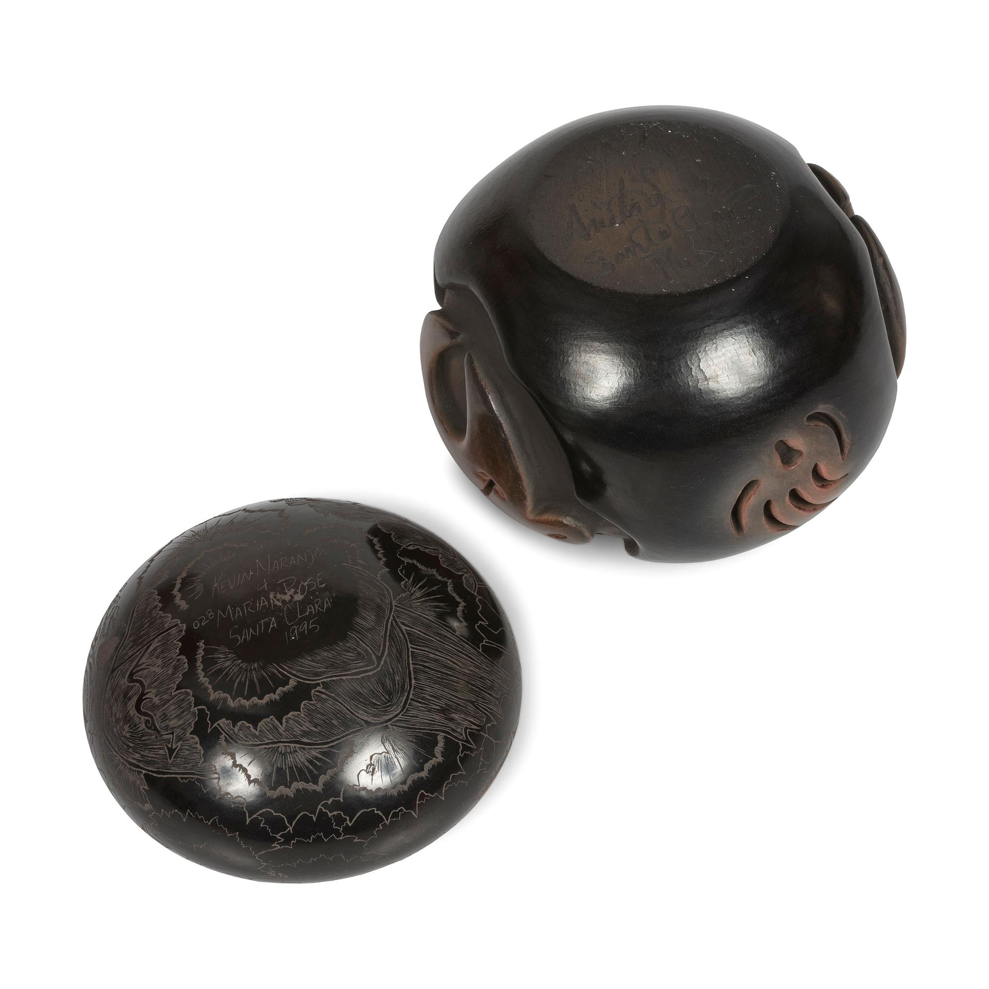 Santa Clara Black and Sienna Pottery Jars