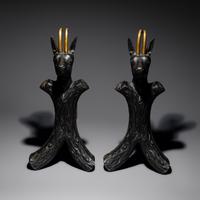 Ibex andirons, pair