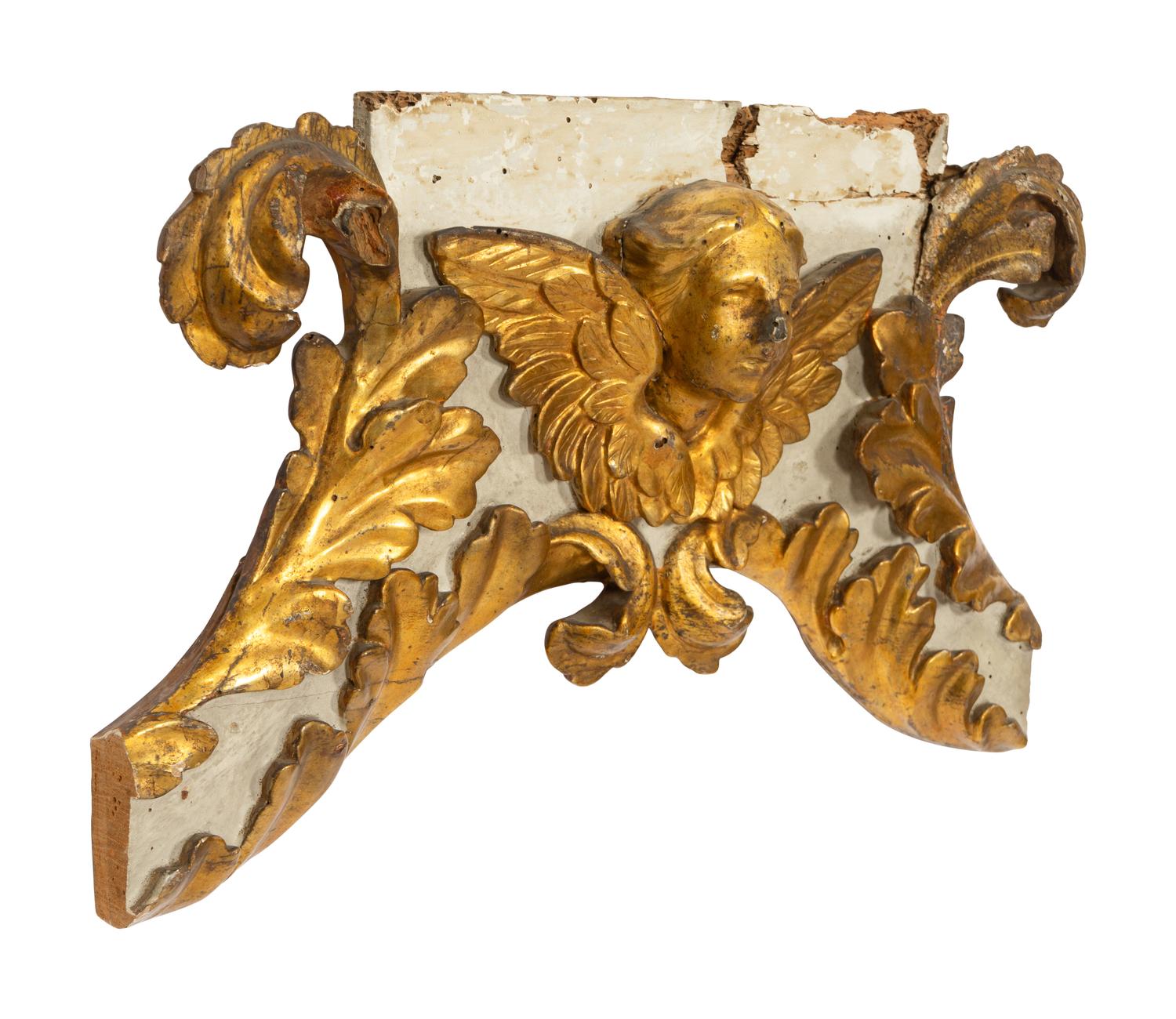 An Italian Gray-Painted and Parcel Gilt Wall Ornament