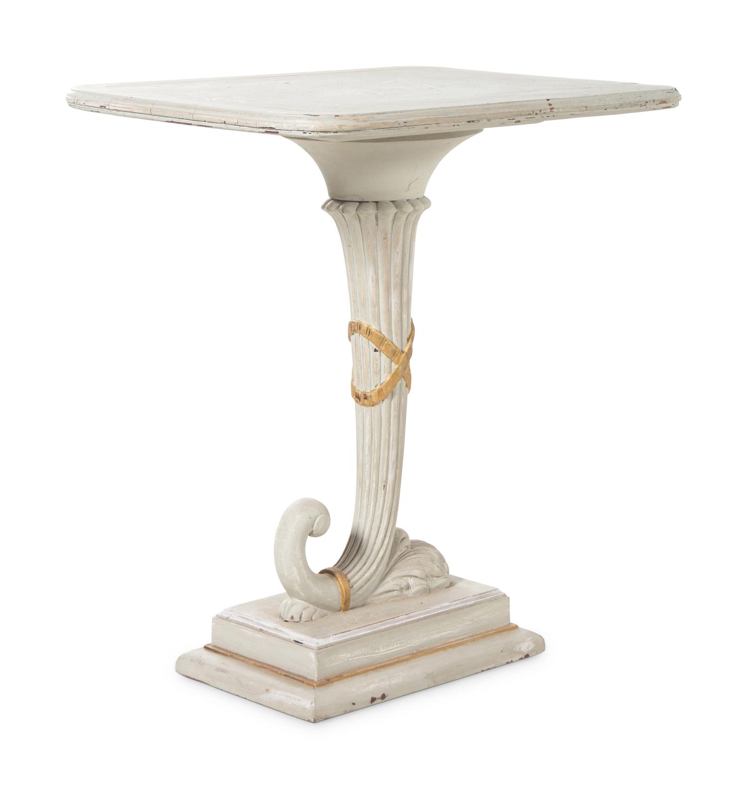 A Continental White-Painted Cornucopia-Form Side Table