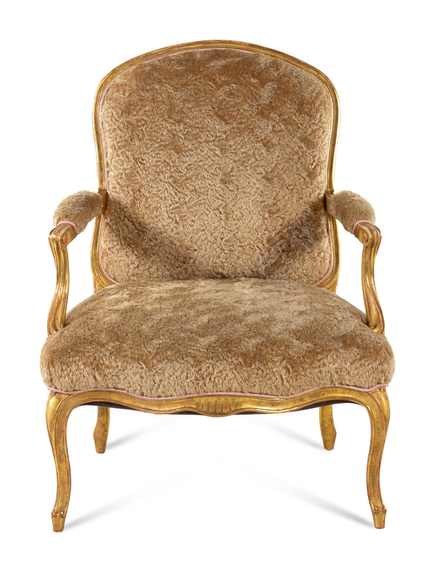 A Louis XV Style Giltwood Fauteuil