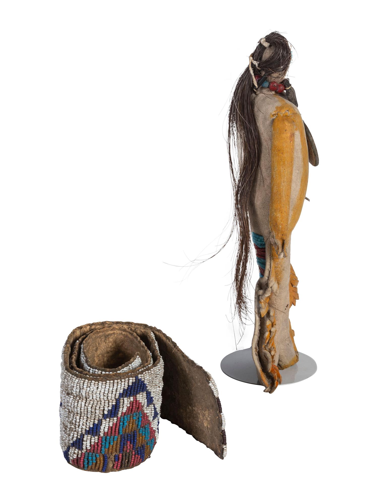 Sioux Beaded Hide Legging Strip and Southern Plains Doll