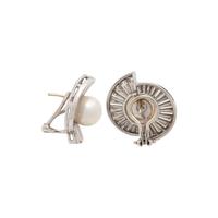 CULTURED SOUTH SEA PEARL AND DIAMOND EARCLIPS
