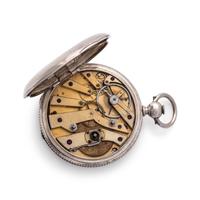 SILVER 'DOUBLE TIME' HUNTER CASE POCKET WATCH