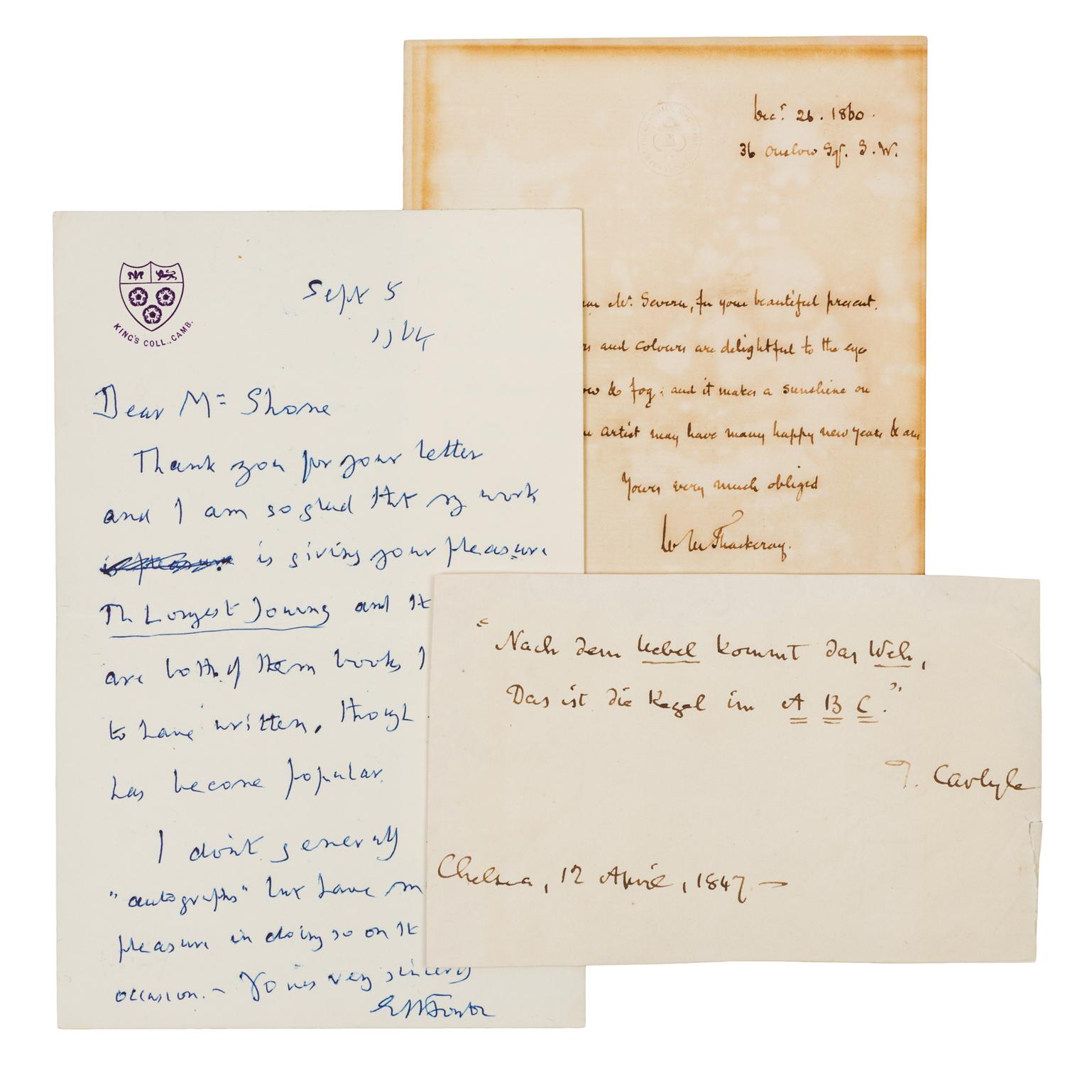 [BRITISH AUTHORS]. A group of 3 manuscripts by British authors.
