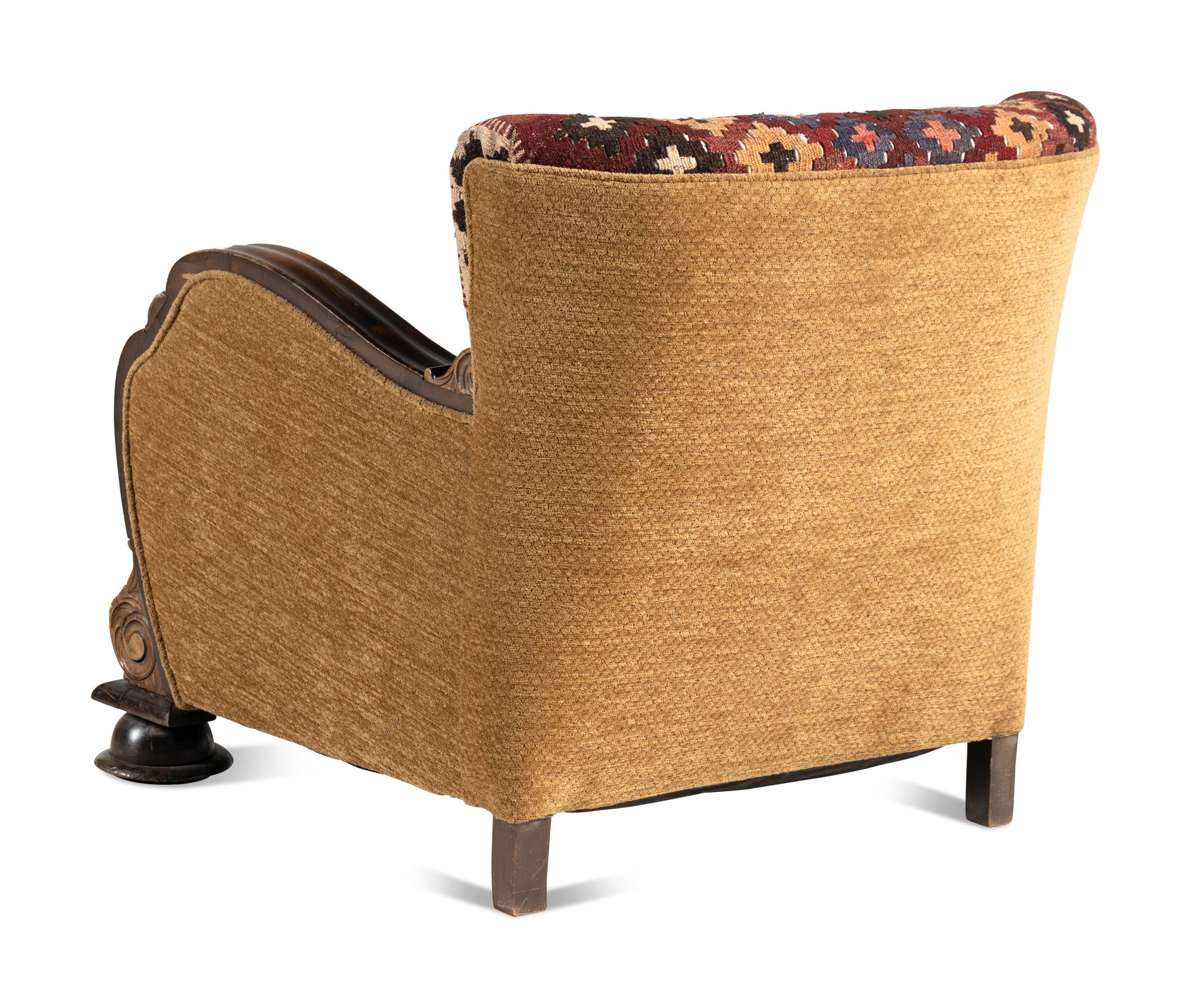 A Pair of Kilim Upholstered Club Chairs