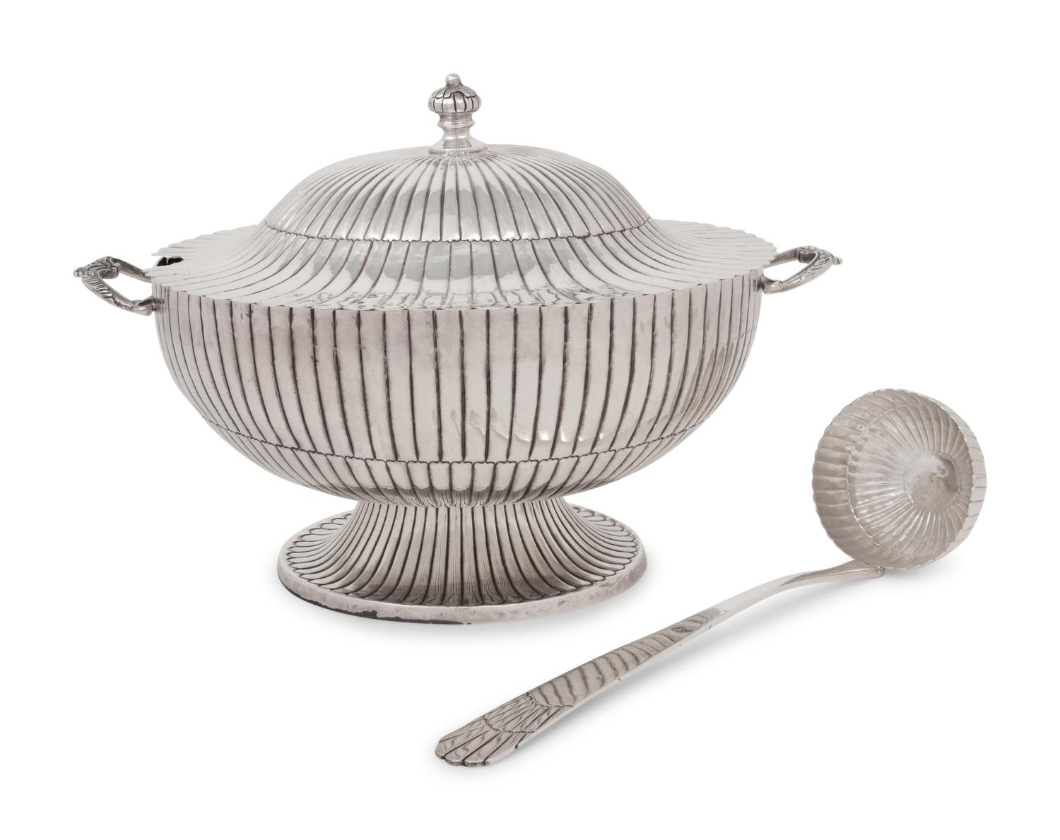 A Mexican Silver Covered Tureen and Ladle