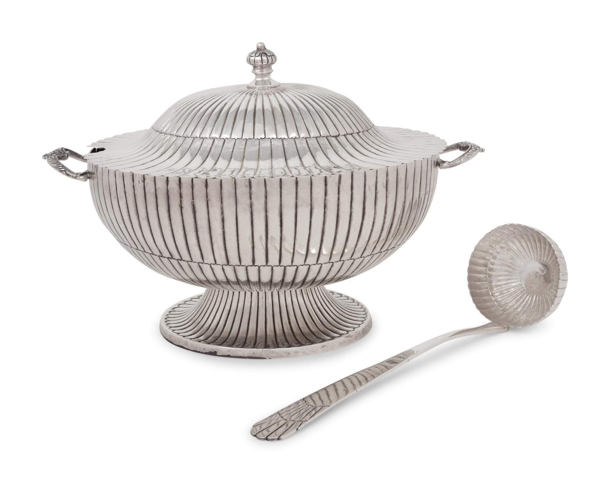A Mexican Silver Covered Tureen and Ladle