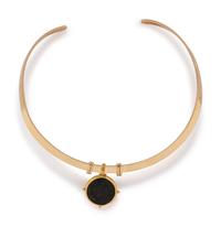 YELLOW GOLD AND COIN COLLAR NECKLACE