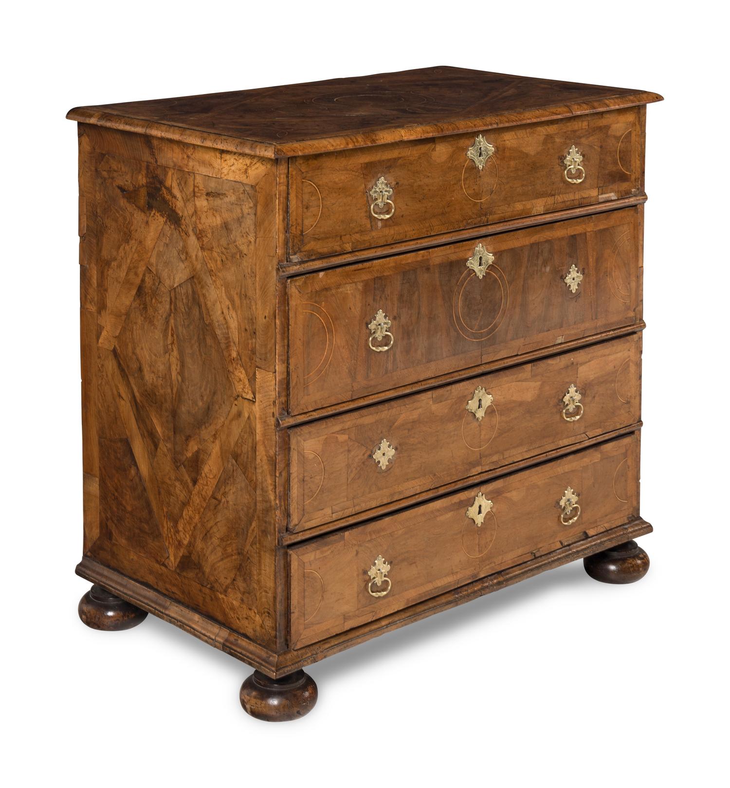 A William and Mary Walnut Chest of Drawers