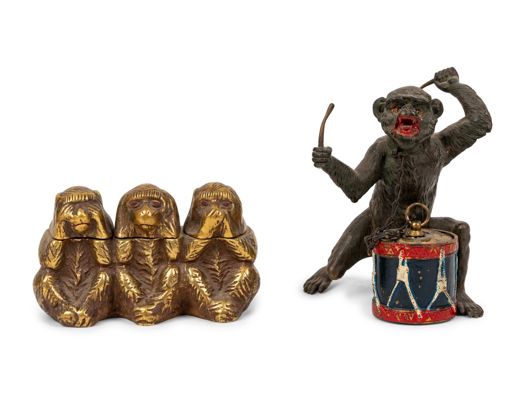 Two Monkey-Form Inkwells