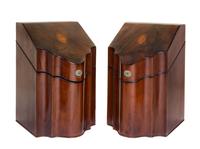 A Pair of George III Mahogany Knife Boxes Height 14 x width 8 3/4 x depth 12 inches. — 18TH/19TH CENTURY