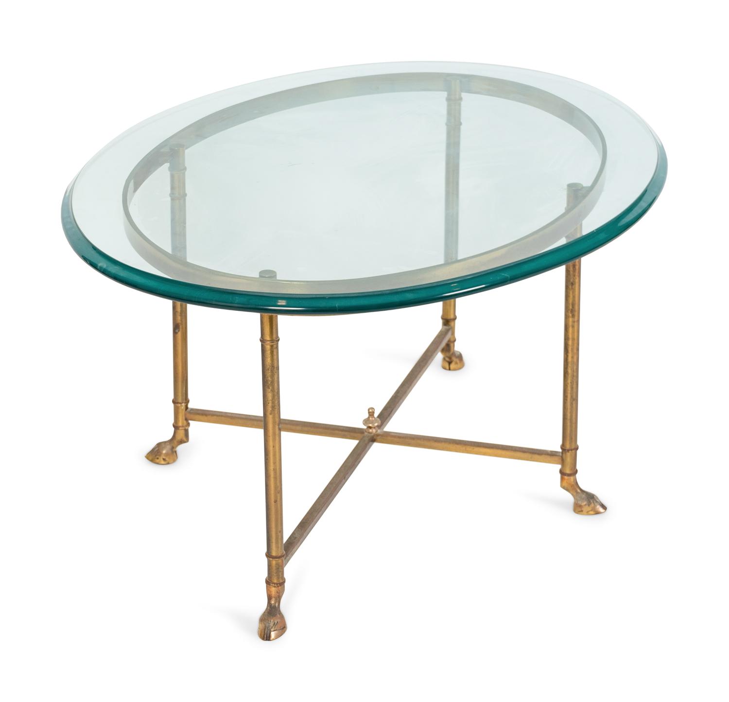 A Contemporary Brass and Glass Oval Coffee Table — 20TH CENTURY