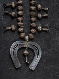 Navajo Silver Squash Blossom Necklace and Matching Earrings