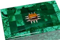 A Group of Five Jeweled Malachite Boxes