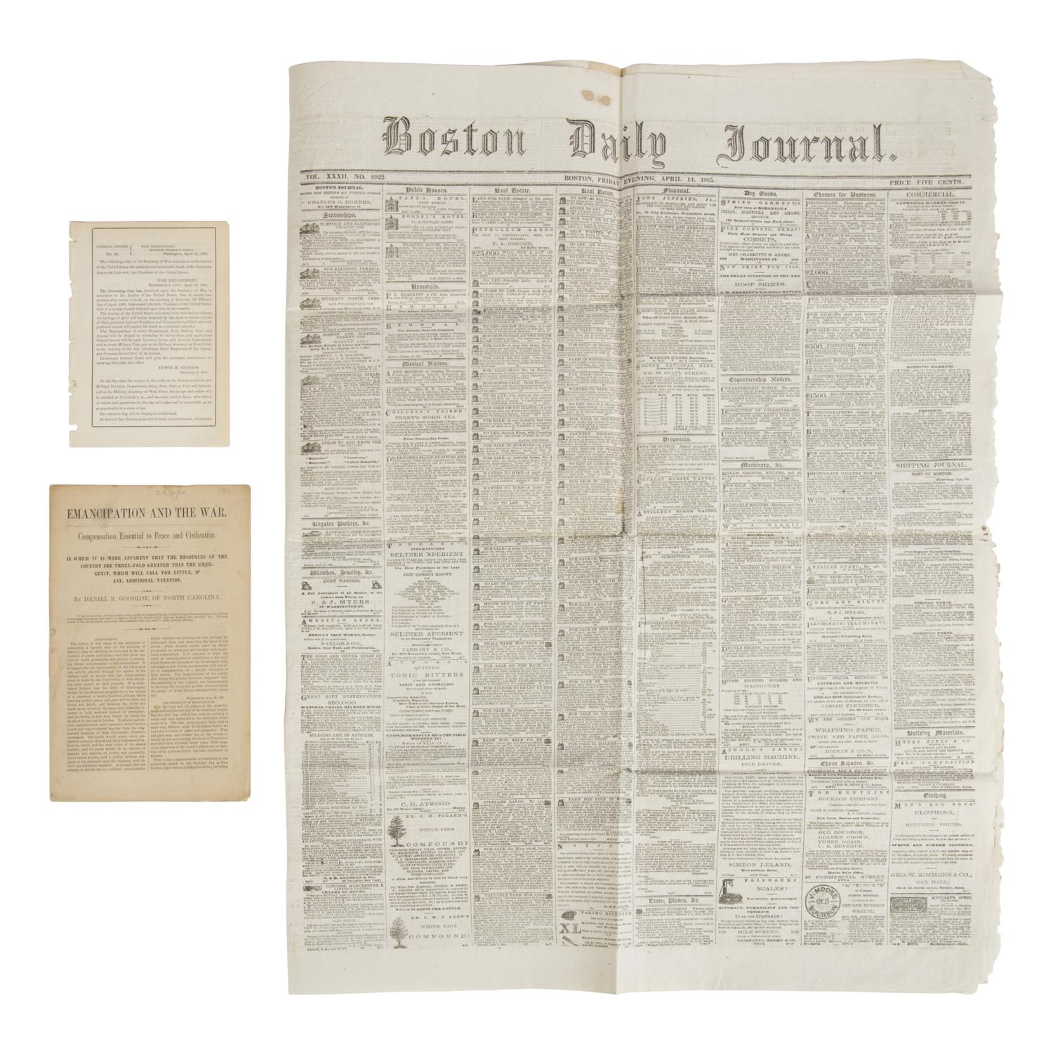 [Lincoln, Abraham (1809-1865)]. A group of 3 items, comprising: