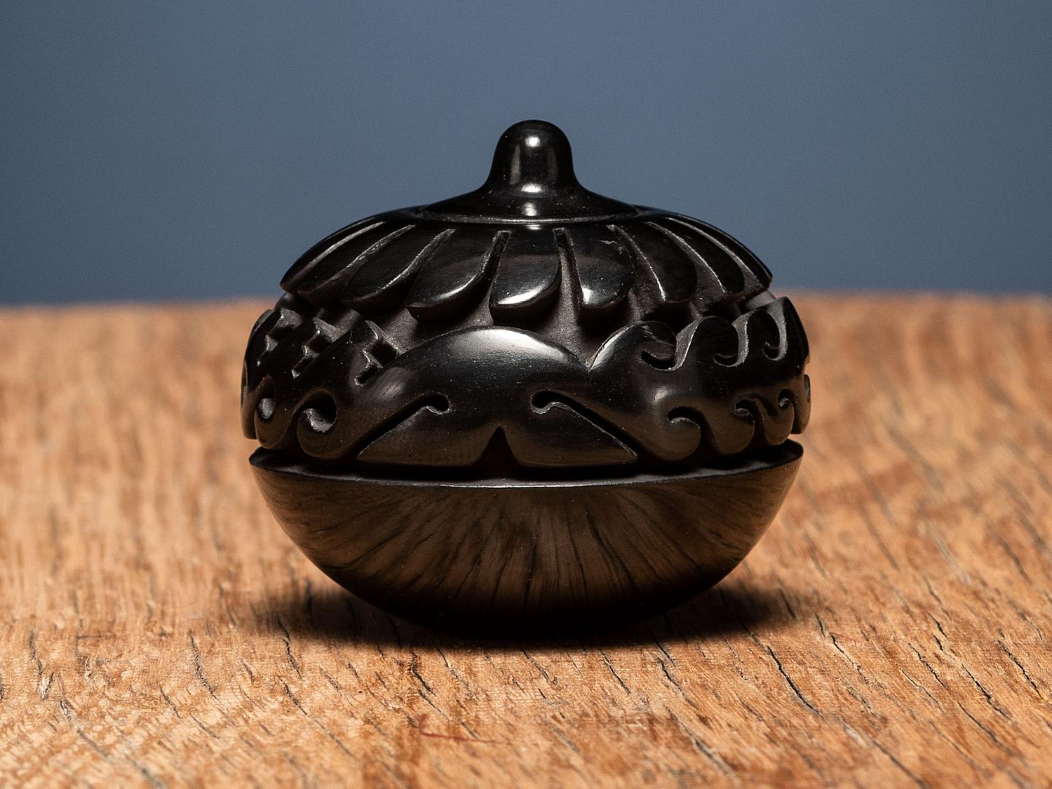 Miniature Carved Blackware Jar