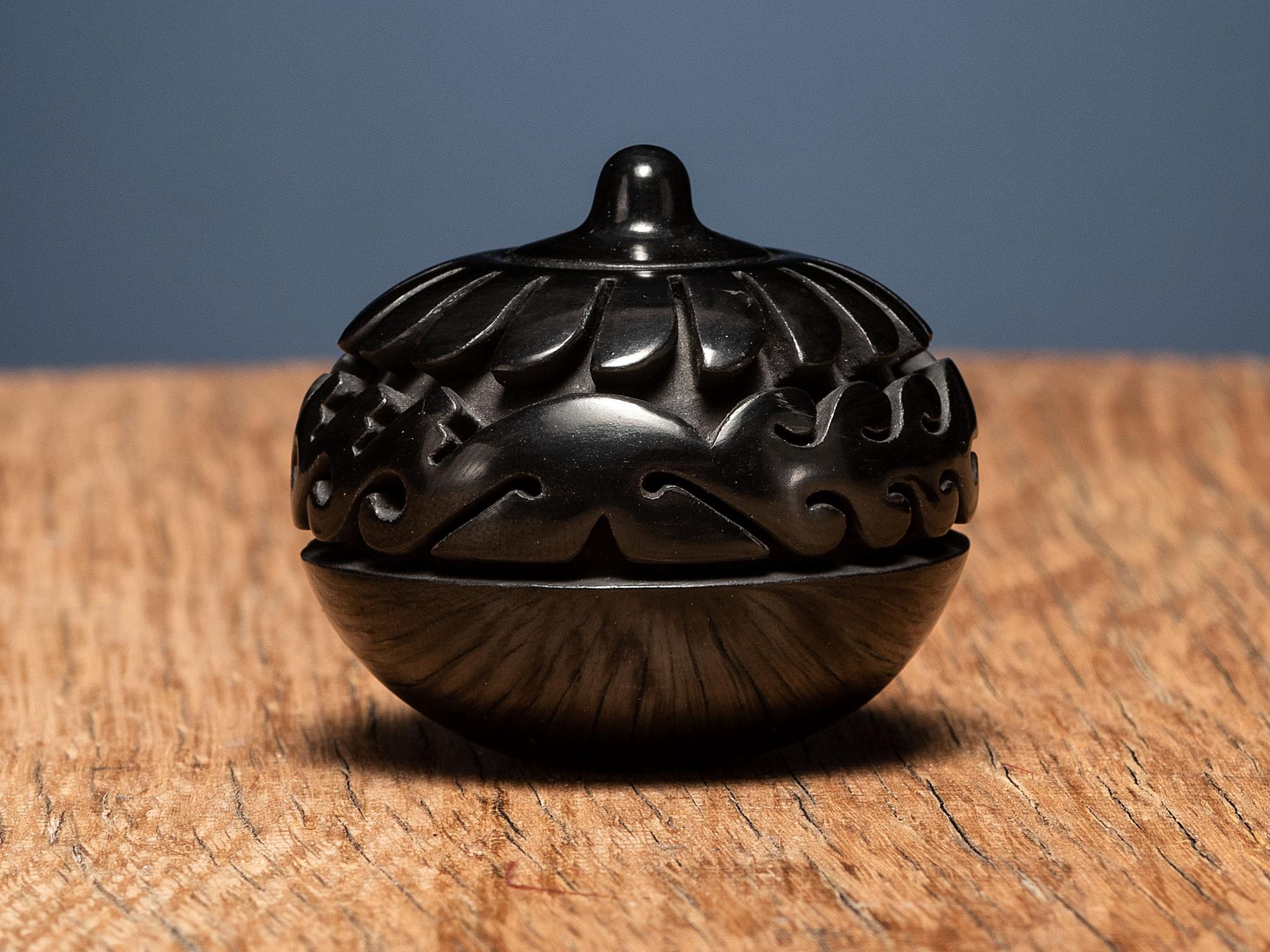 Miniature Carved Blackware Jar