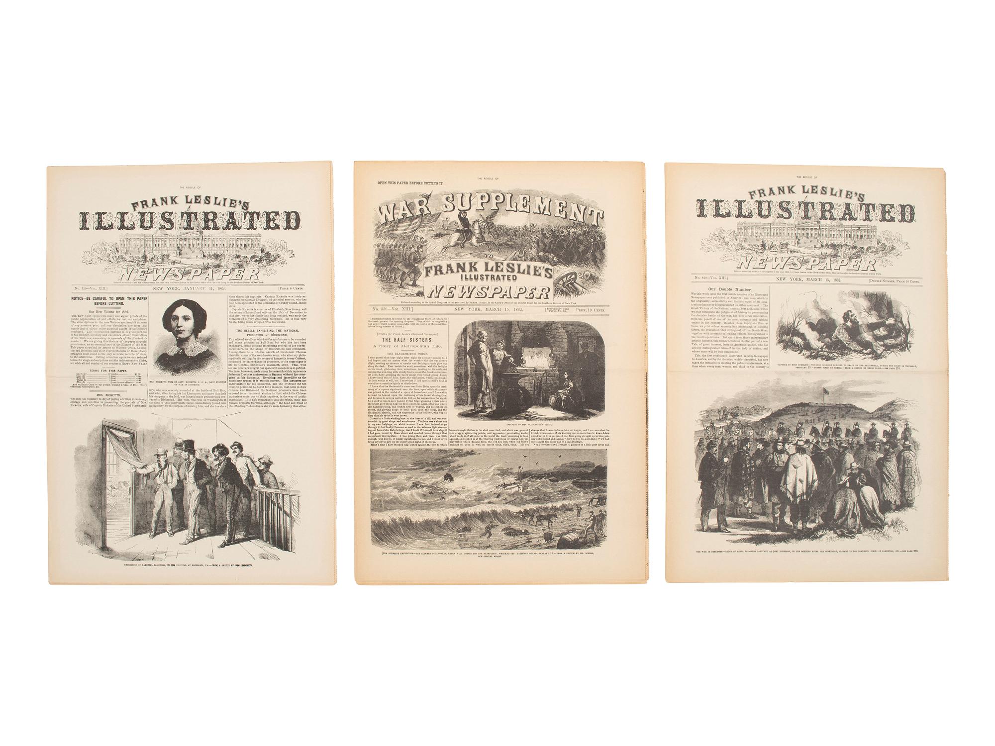 [CIVIL WAR]. Frank Leslie's Illustrated Newspaper . Bound vols. in English and German, ca 1858-1862.
