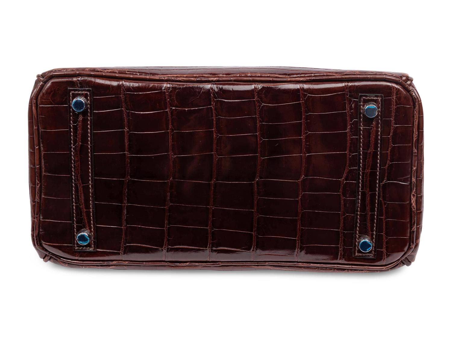 HERMÈS, BIRKIN 30 IN SHINY BROWN CROCODILE
