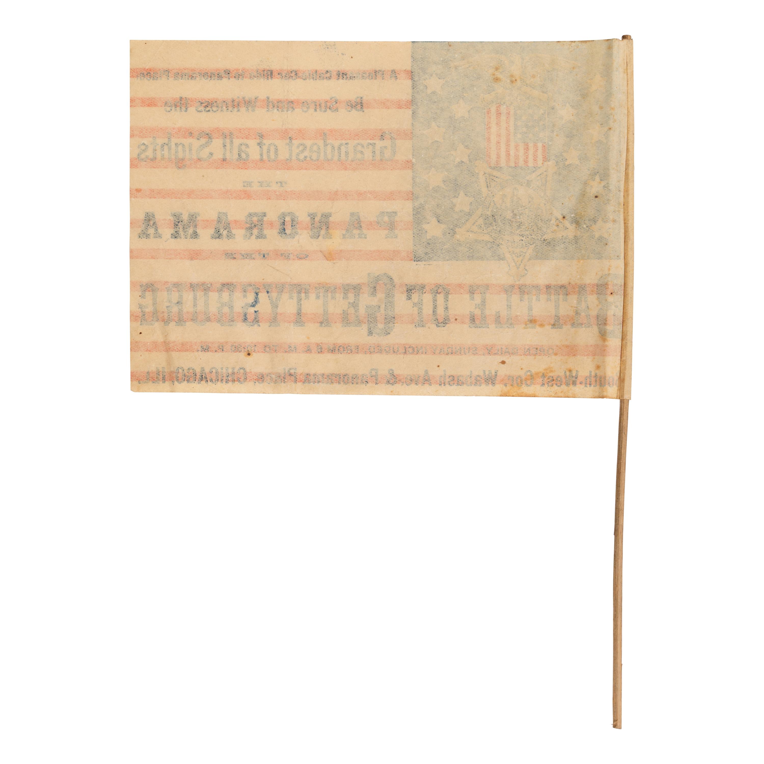 [Civil War]. Gettysburg Cyclorama paper advertising flag. Chicago, ca 1880s.