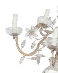 A Pair of Silvered Metal and Rock Crystal Five-Light Sconces in the Style of Maison Baguès