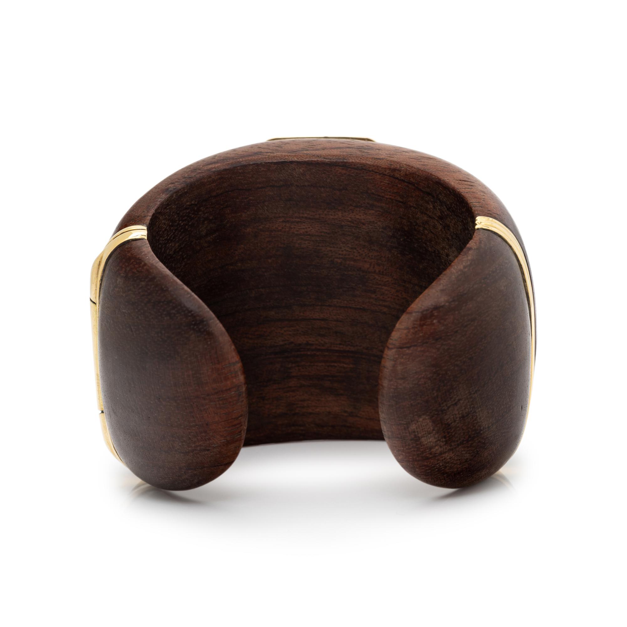 CITRINE AND WOOD HINGED CUFF BRACELET