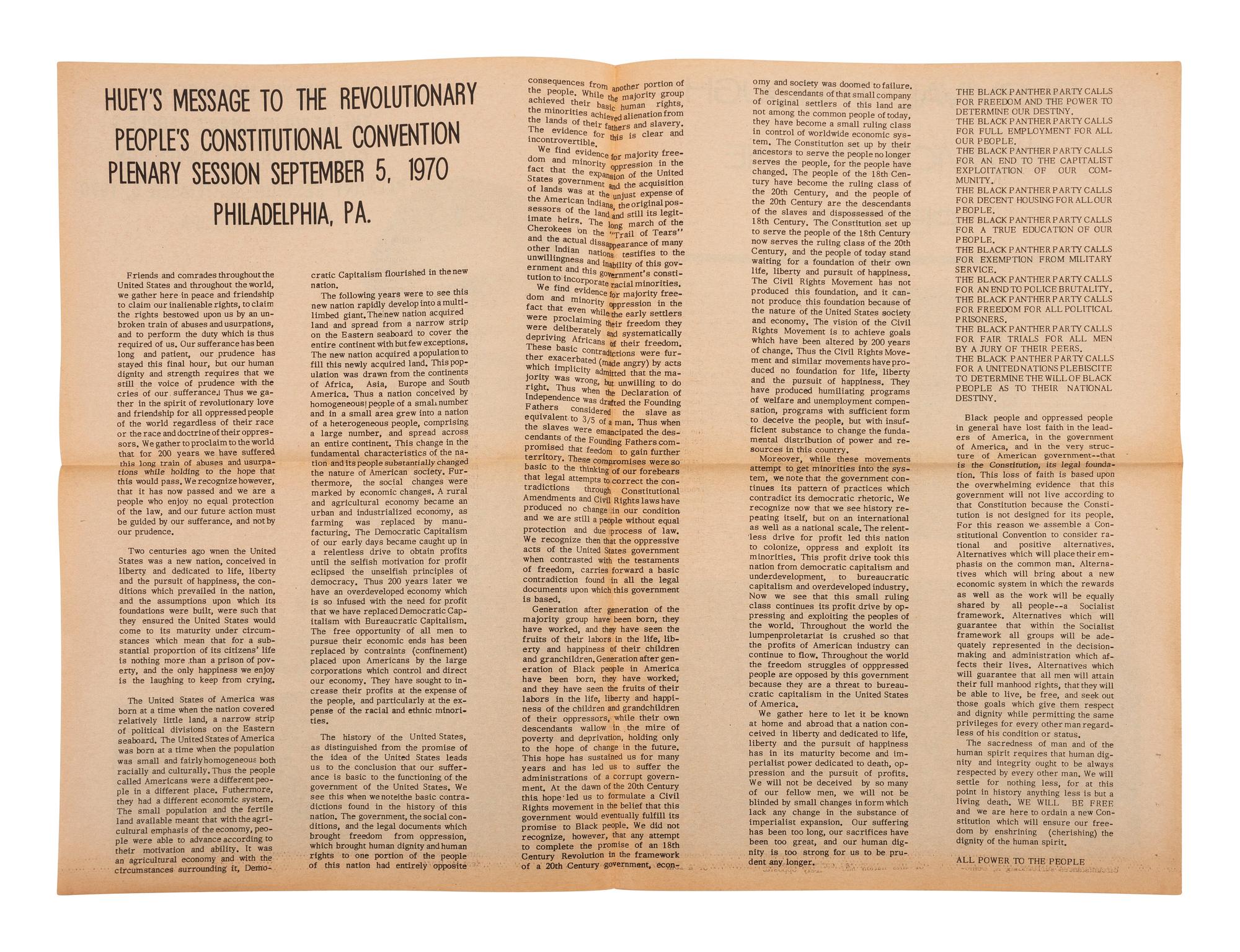 [CIVIL RIGHTS]. A group of 9 pamphlets, circulars, and flyers involving Black activists, incl. Black Panther Party members.
